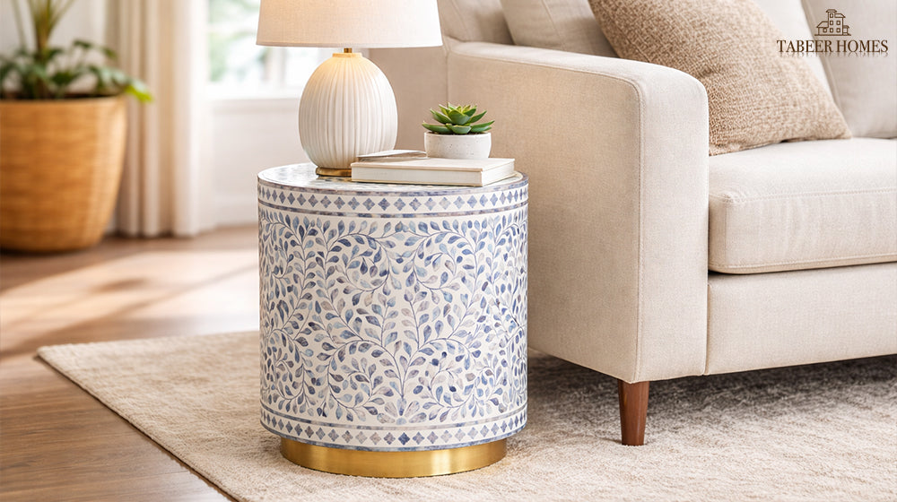 blue side table
