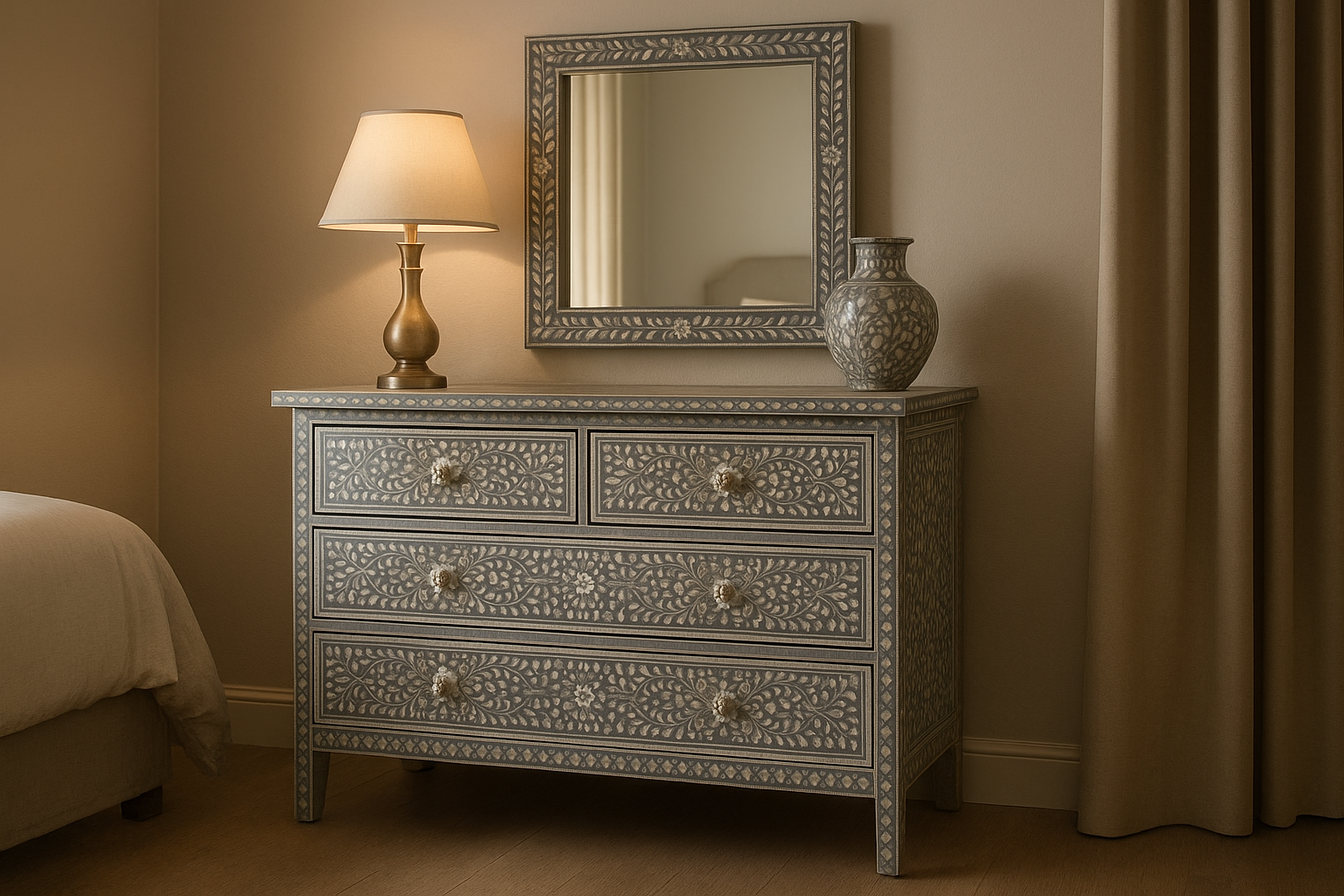 chest of drawers and mirror