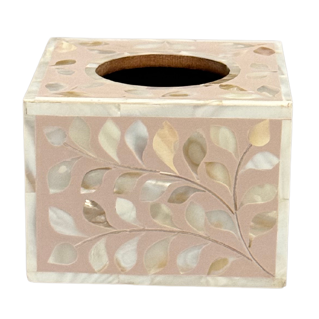 Bone Inlay Floral Tissue authentic Box Holder - Pink