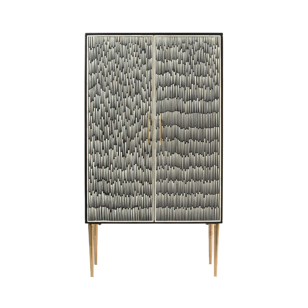 Elnaz Cabinet - Black & White Bone Inlay