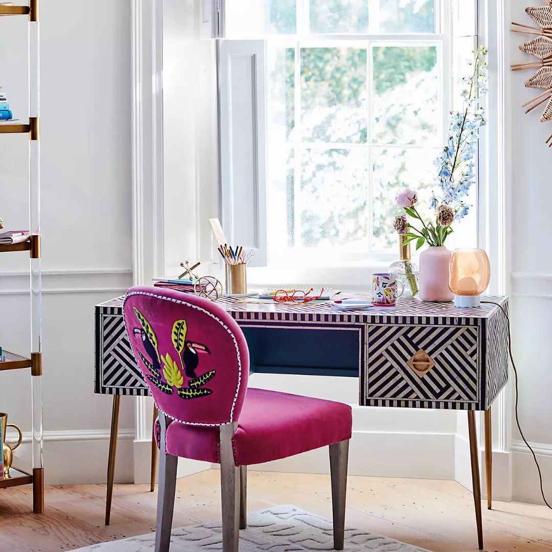 Ameerah Console Desk - Black & White Bone Inlay - Tabeer Homes