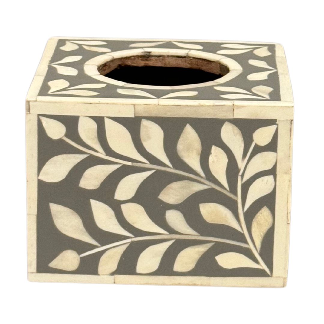 Bone Inlay Floral Tissue Box popular Holder - Grey