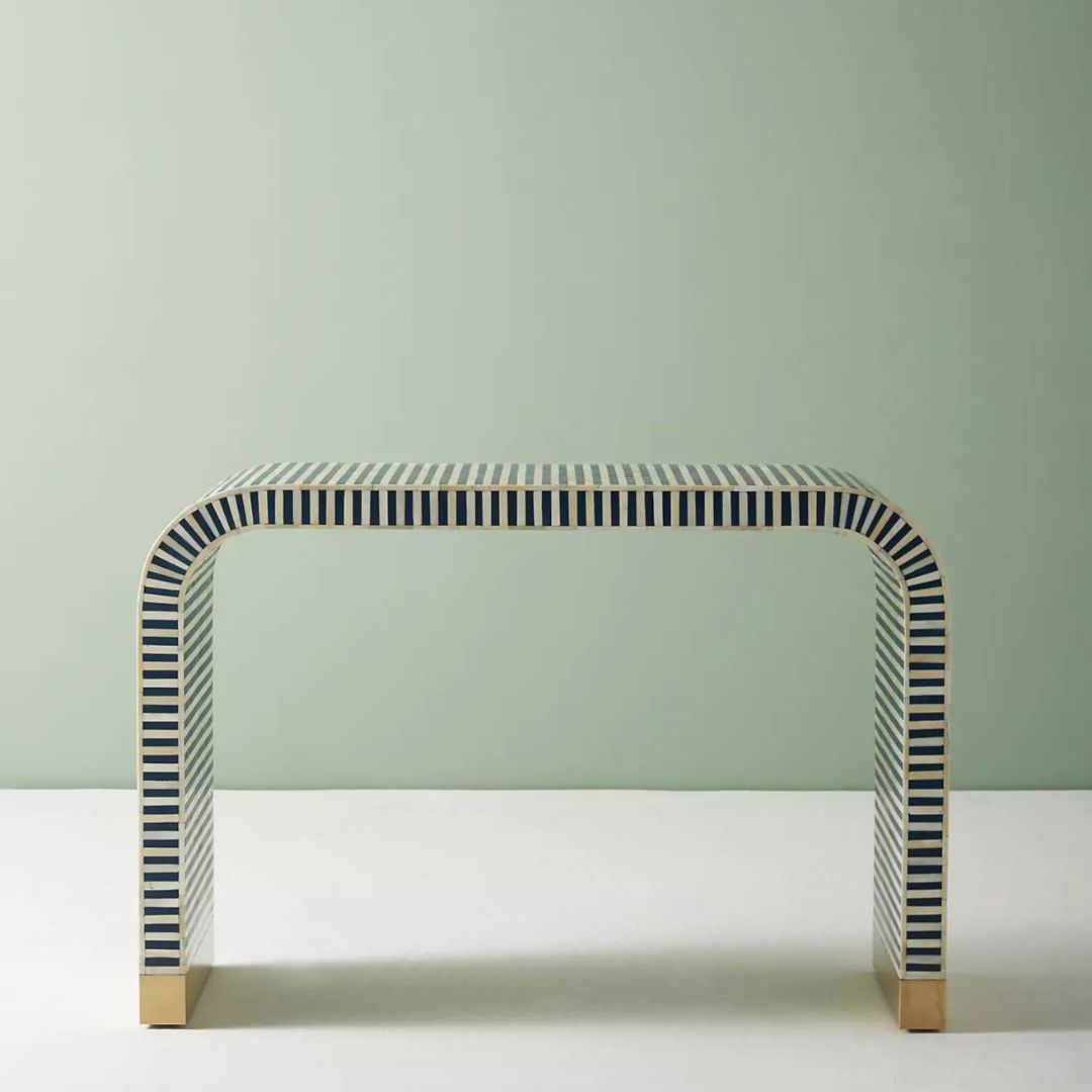 Saphed Console Table - Navy Blue Bone Inlay - Tabeer Homes