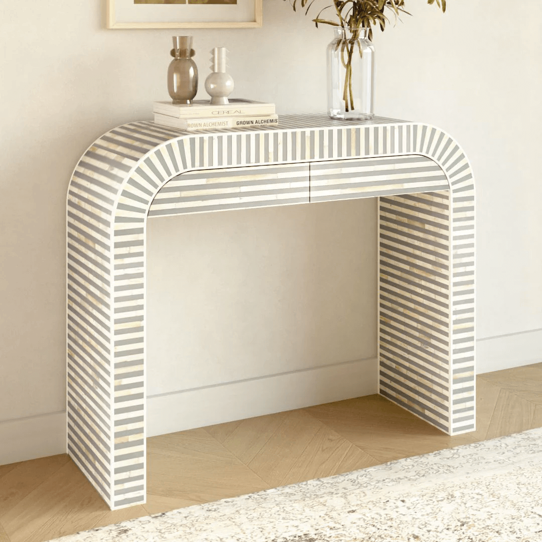 Saphed Dresser Console - Grey Bone Inlay - Tabeer Homes