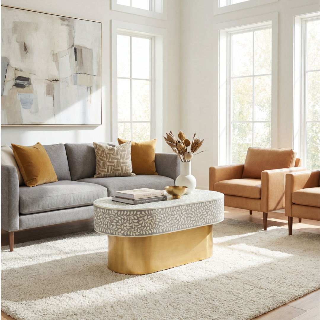 Jade Coffee Table - Grey Bone Inlay