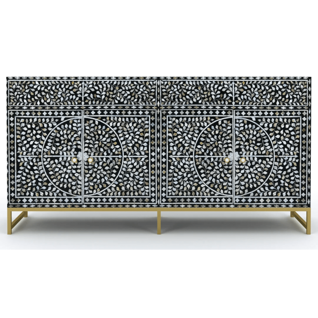 Jade Sideboard Buffet - Black Mother of Pearl Inlay - Tabeer Homes
