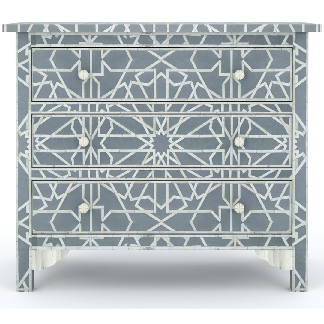 Cyrus Chest of Drawers - Grey Bone Inlay - Tabeer Homes