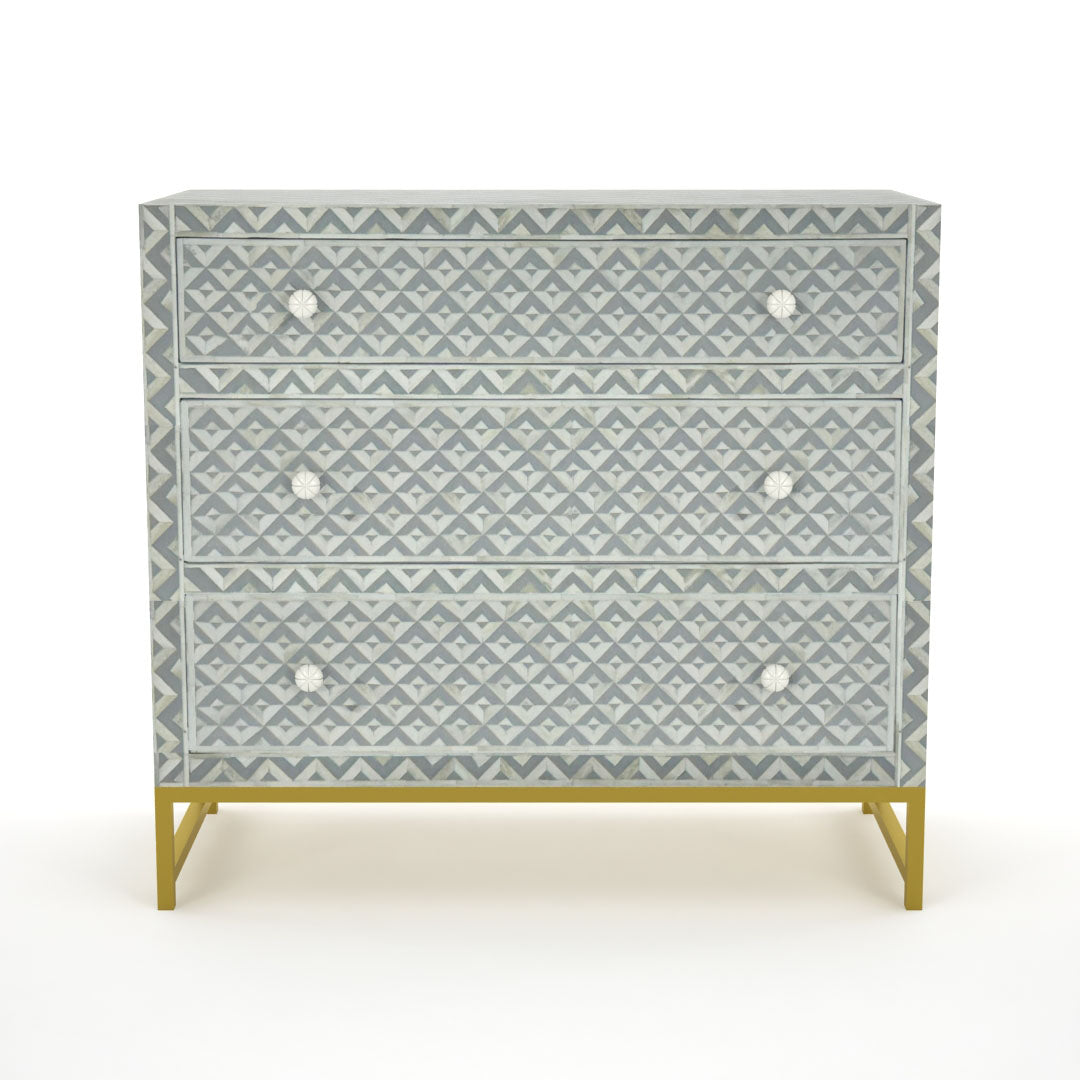 Trikon Chest of Drawers - Grey Bone Inlay