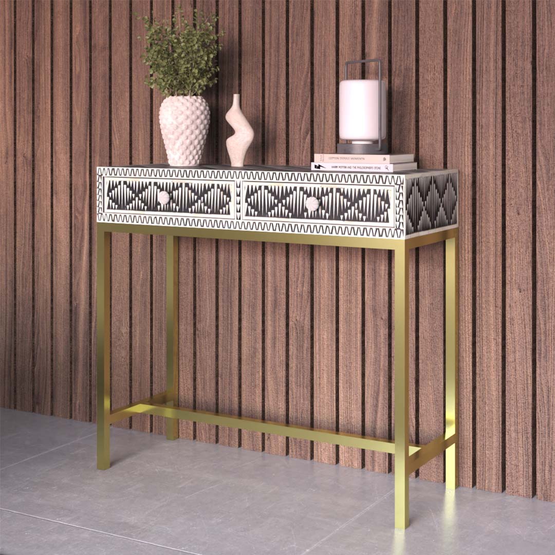 mini dresser table Elnaz Black Bone Inlay Dresser Console