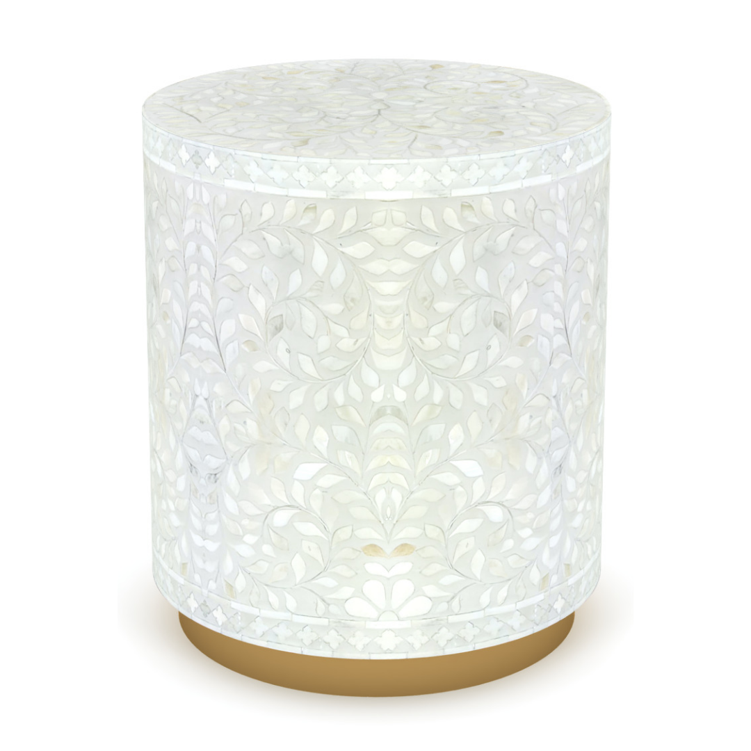 Jade Side Table - White Bone Inlay - Tabeer Homes