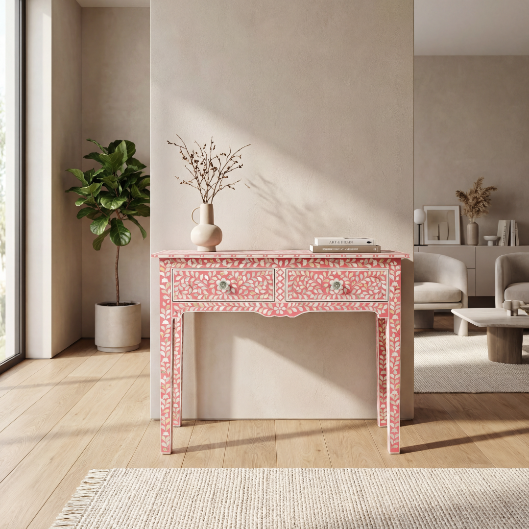 Iris Console & Dresser – Pink Mother of Pearl Inlay