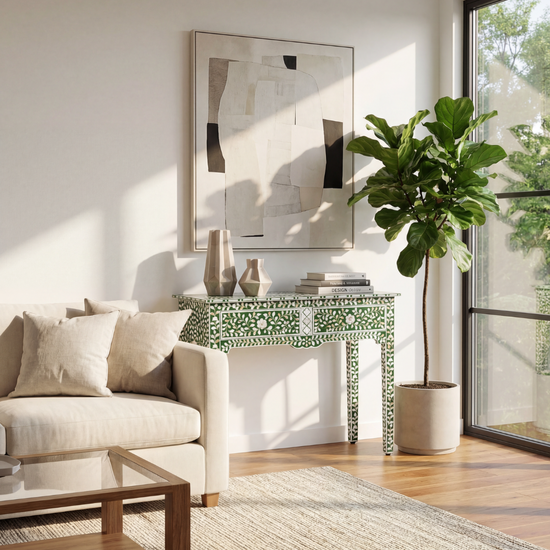 Iris Console & Dresser – Green Mother of Pearl Inlay