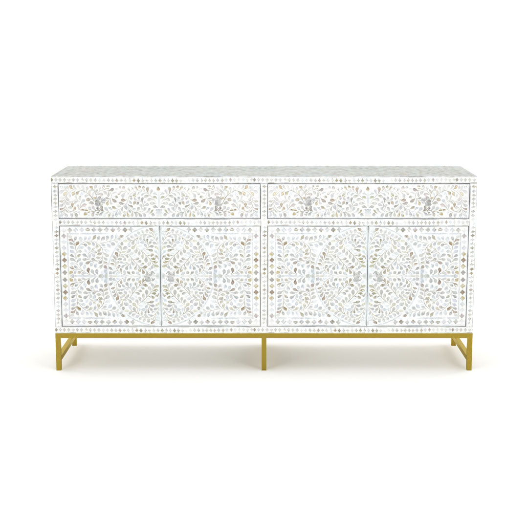 White Bone Inlay Chest of Drawers