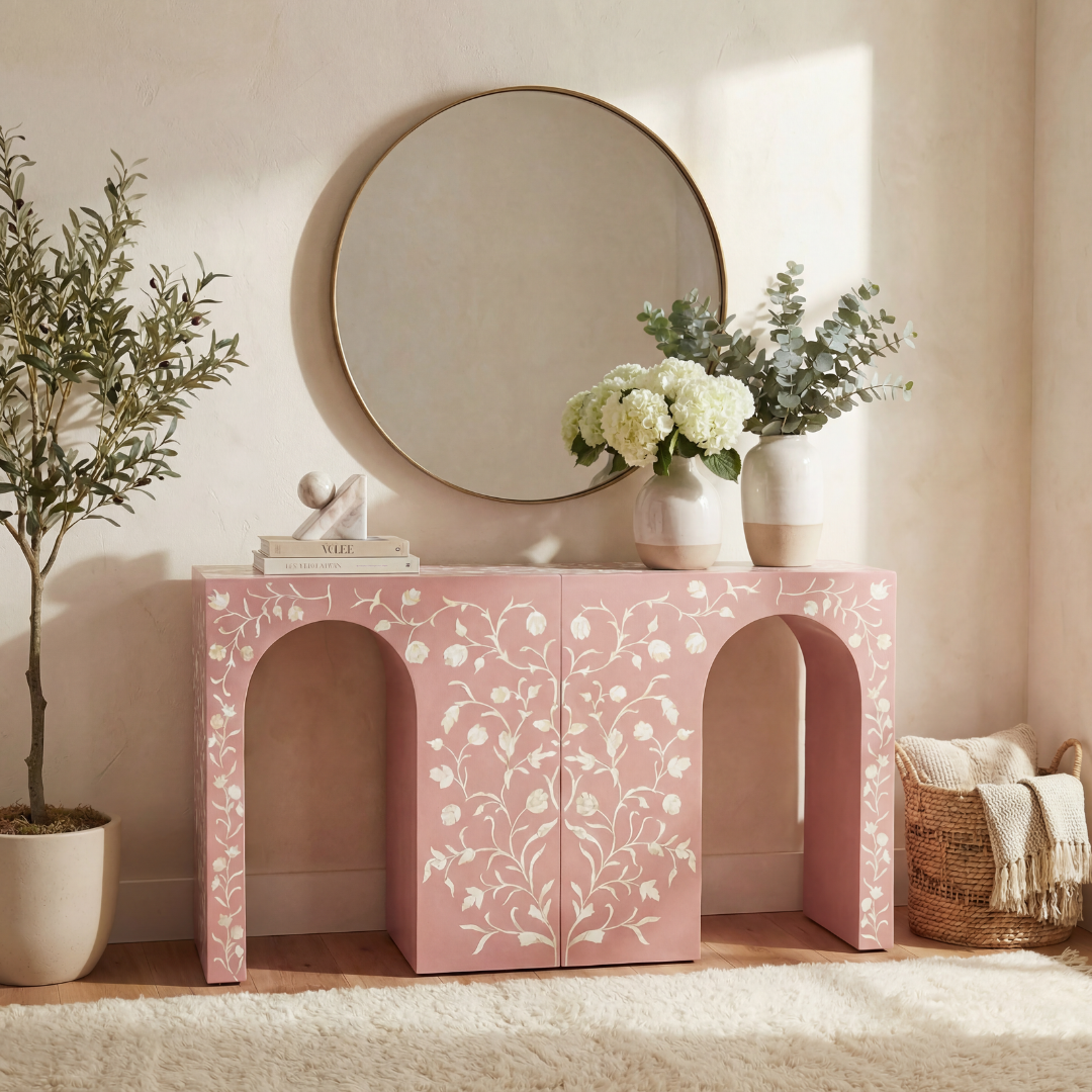 Rosetta Console - Pink Bone Inlay