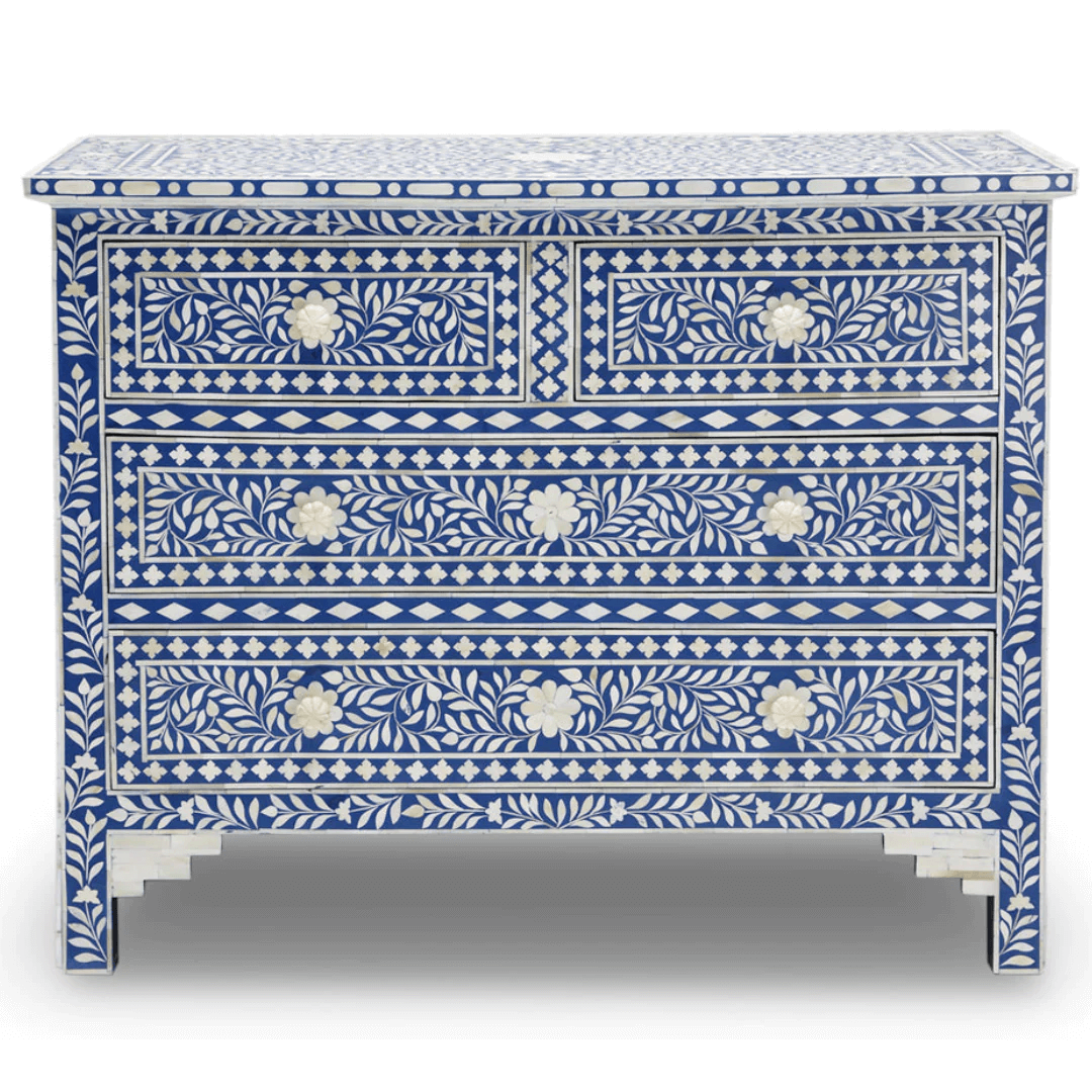Jade Chest of Drawers - Blue Bone Inlay - Tabeer Homes