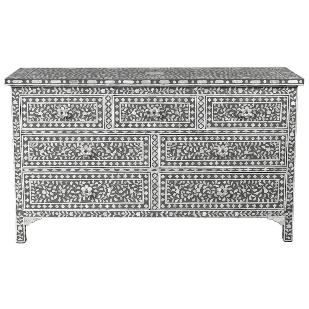 Iris Chest of Drawers - Grey Mother of Pearl Inlay - Tabeer Homes