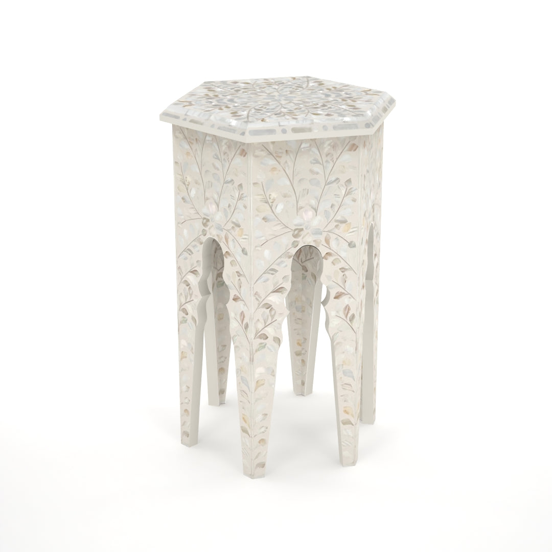 Yasmine Side Table - White Mother of Pearl Inlay