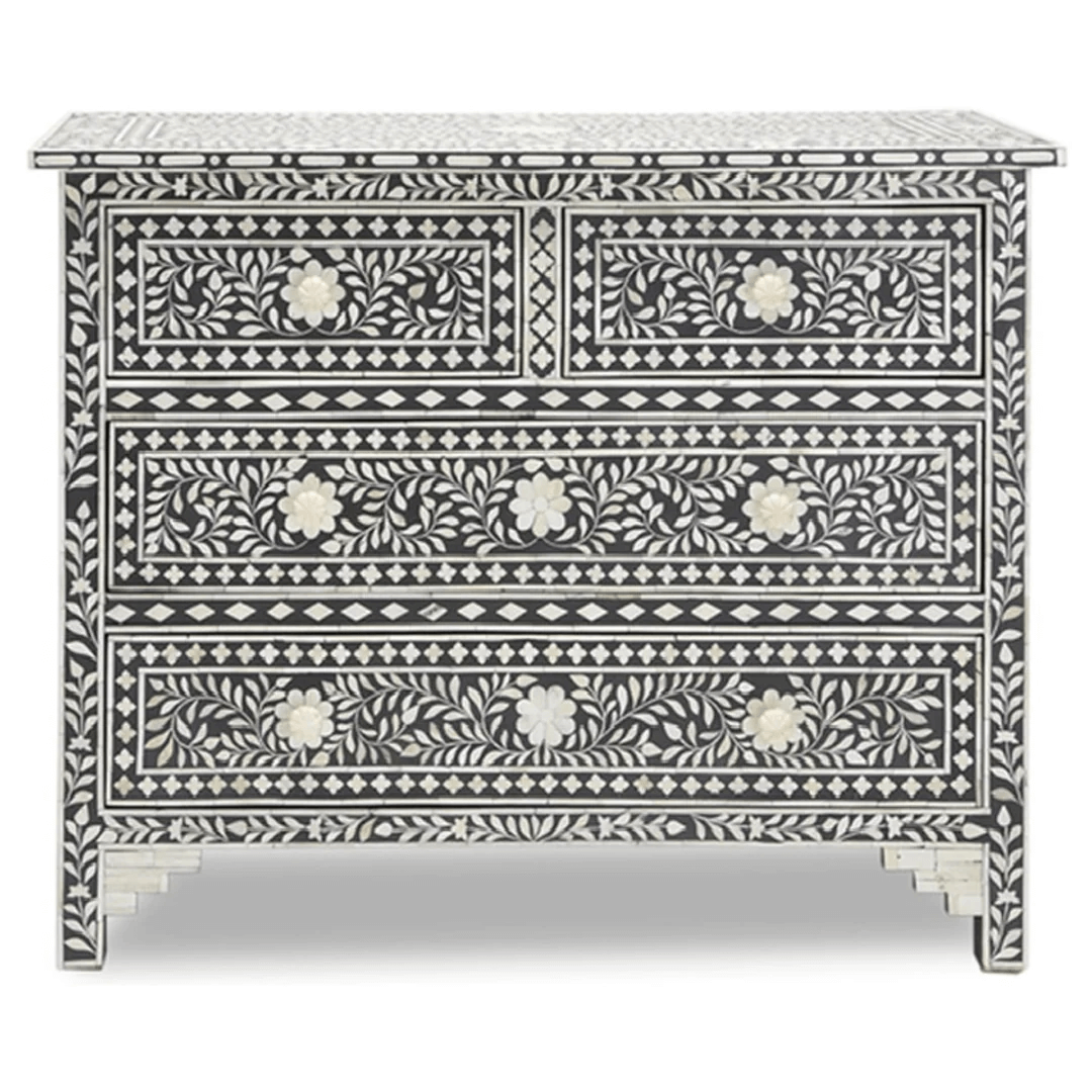 Jade Chest of Drawers - Black Bone Inlay - Tabeer Homes