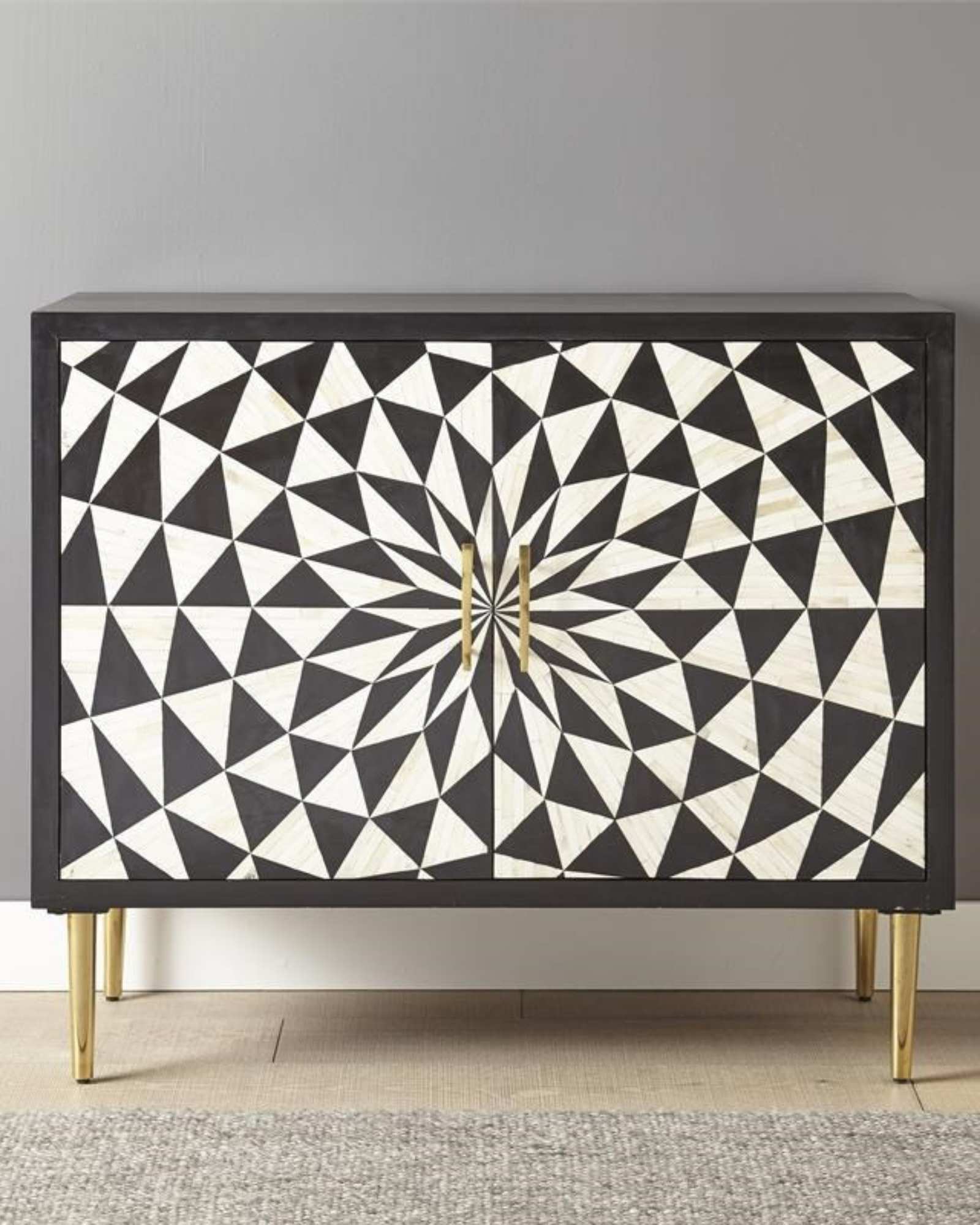 Aatma Cabinet - Black & White Bone Inlay - Tabeer Homes