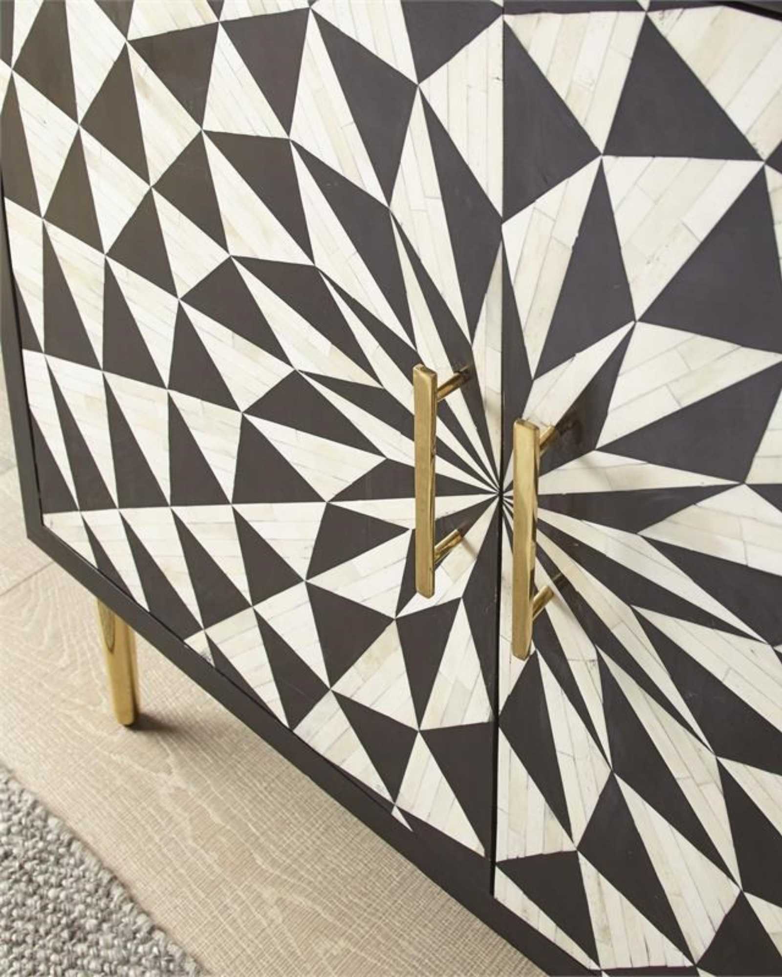 Aatma Cabinet - Black & White Bone Inlay - Tabeer Homes