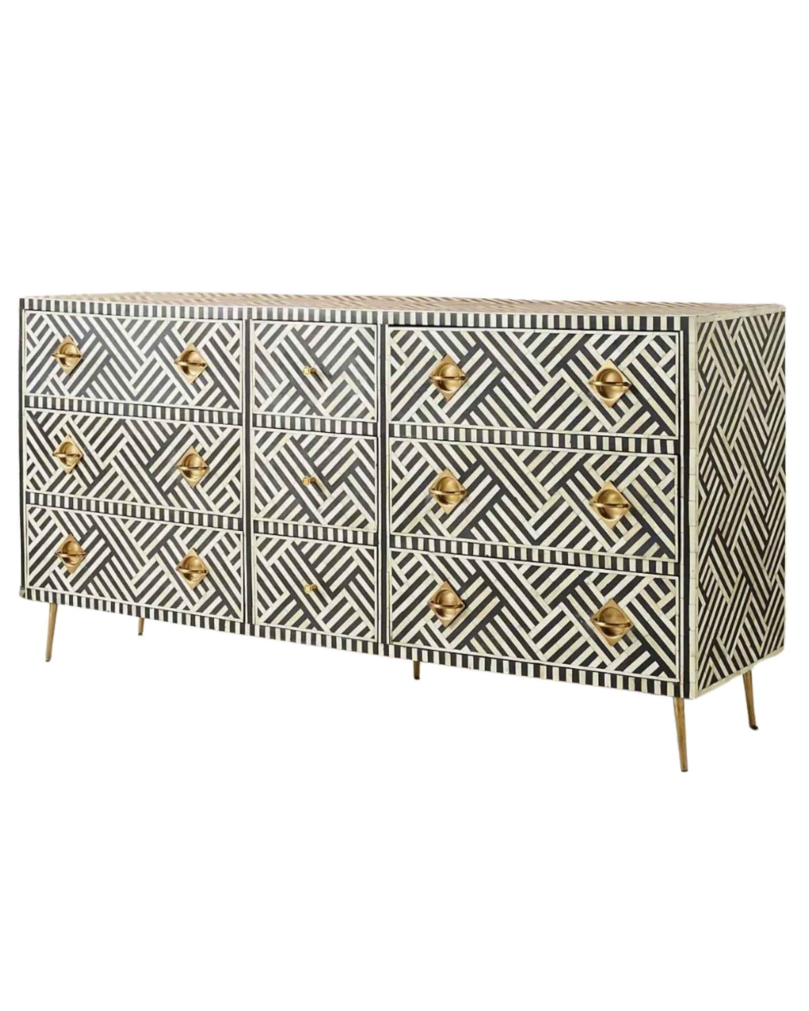 Ameerah Chest of Drawers - Black & White Bone Inlay - Tabeer Homes