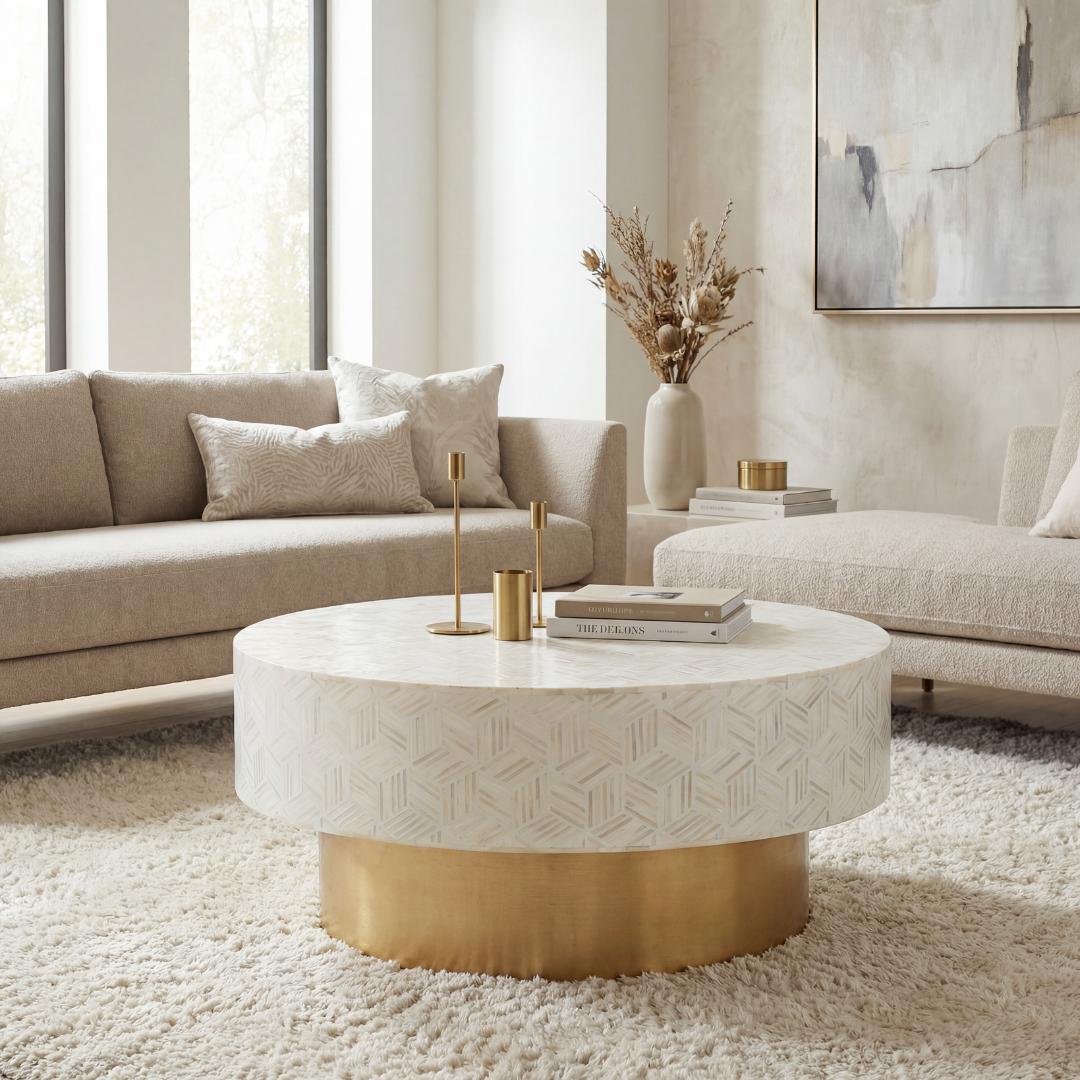 Ameerah Coffee Table - White Bone Inlay