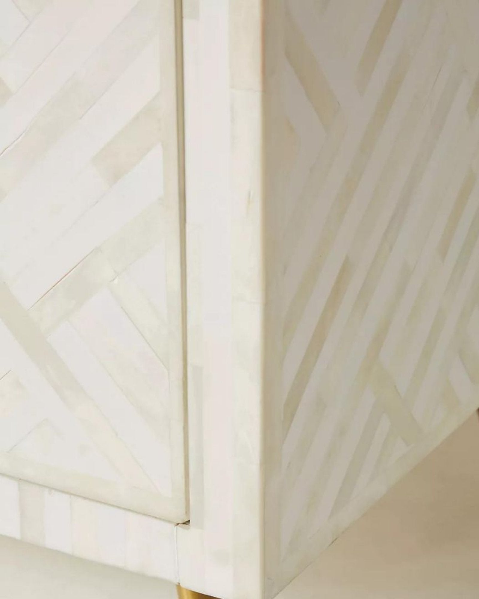Ameerah TV Unit Cabinet - White Bone Inlay - Tabeer Homes