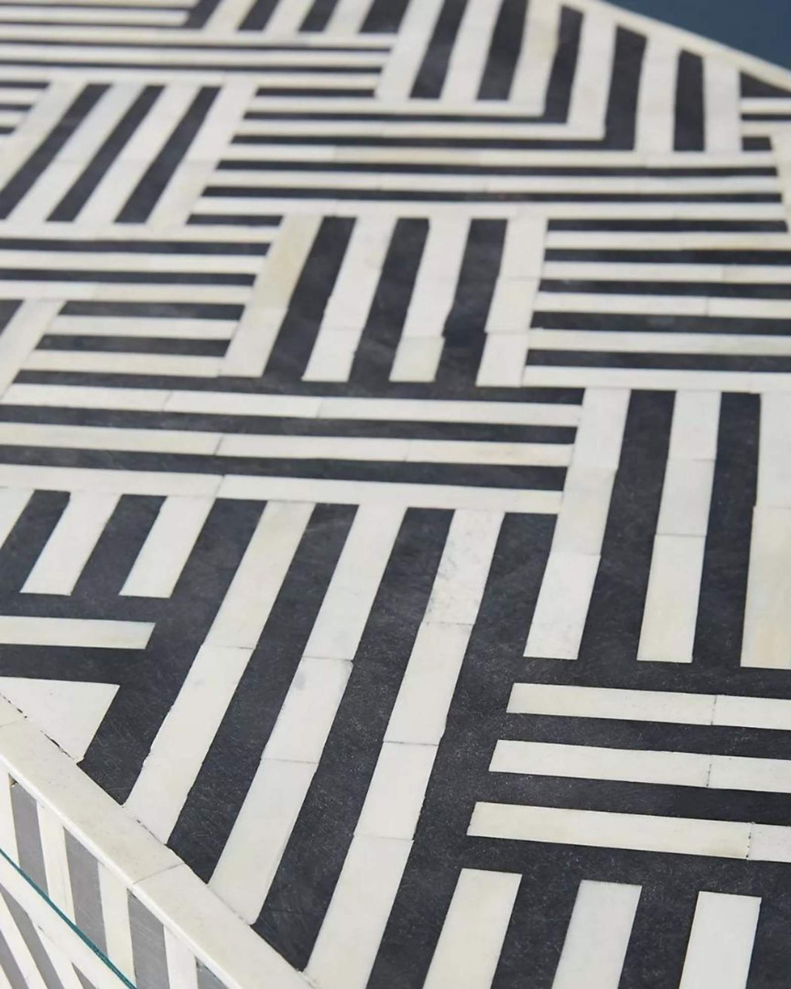 Ameerah TV Unit Cabinet - Black & White Bone Inlay - Tabeer Homes