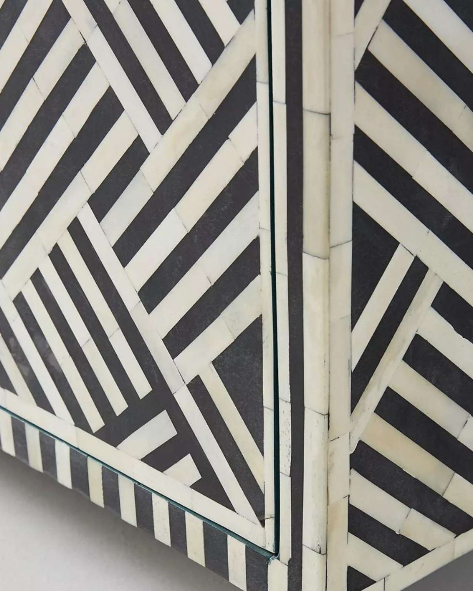 Ameerah TV Unit Cabinet - Black & White Bone Inlay - Tabeer Homes