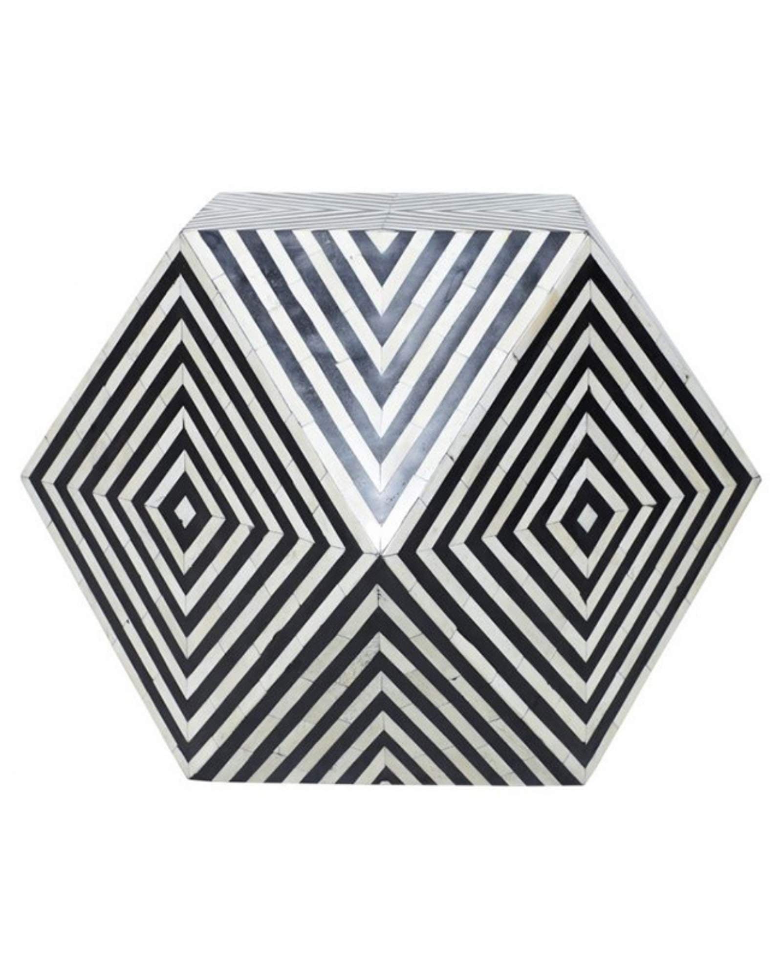 Aryan Side Table - Black & White Bone Inlay - Tabeer Homes