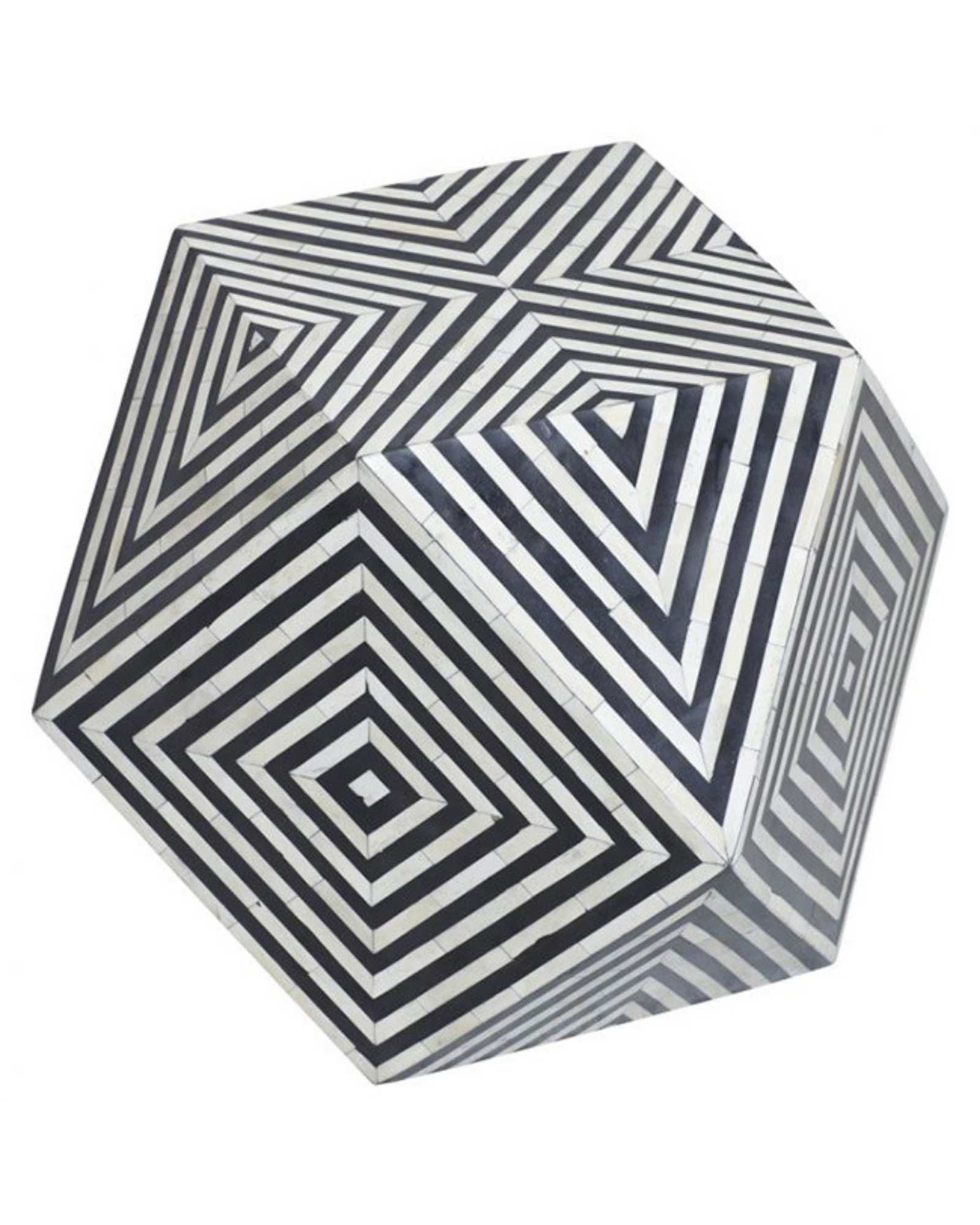 Aryan Side Table - Black & White Bone Inlay - Tabeer Homes