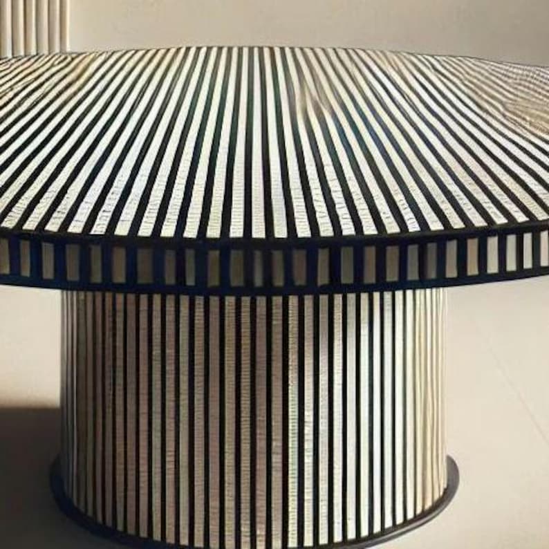 Astra Black and white Mother of Pearl Inlay Dining Table by Tabeer Homes