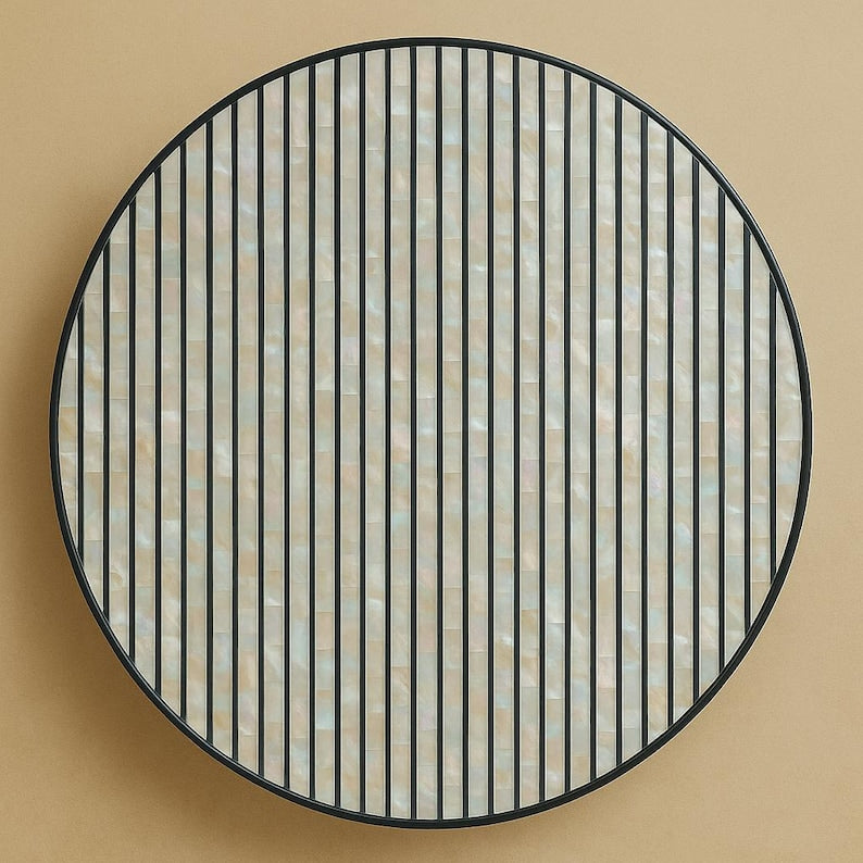 Astra Black and white Mother of Pearl Inlay Dining Table by Tabeer Homes