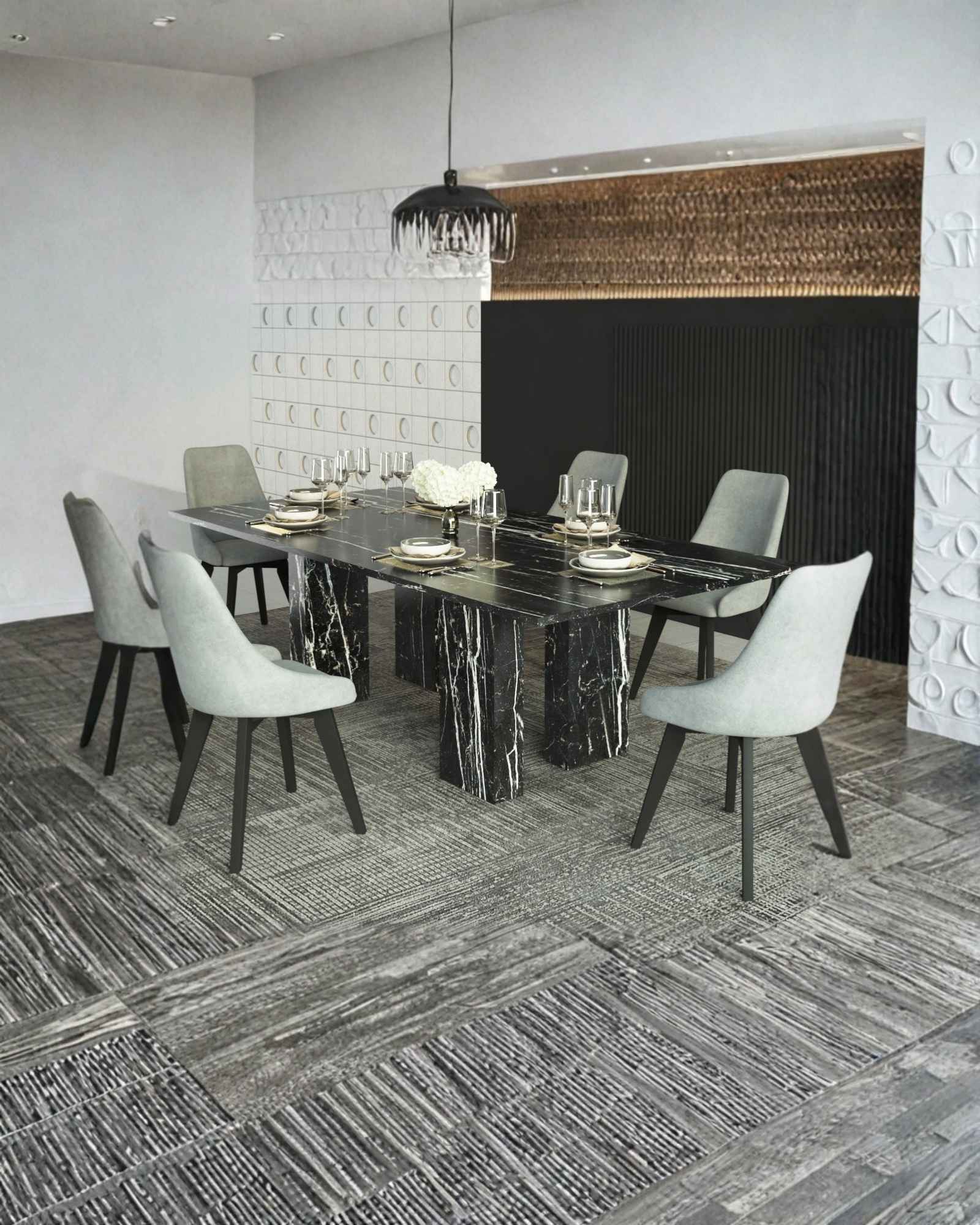 Ava Dining Table - 8 Seater Marble Clad - Tabeer Homes