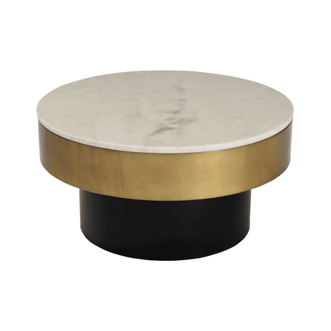 Avo Coffee Table with a luxurious white marble top and gold accent
