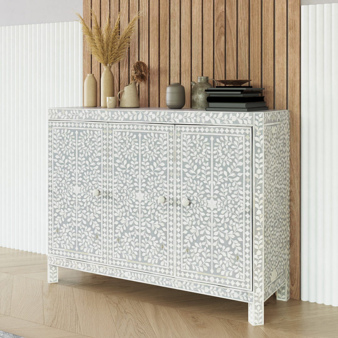 Jade Cabinet - Grey & White Bone Inlay - Tabeer Homes