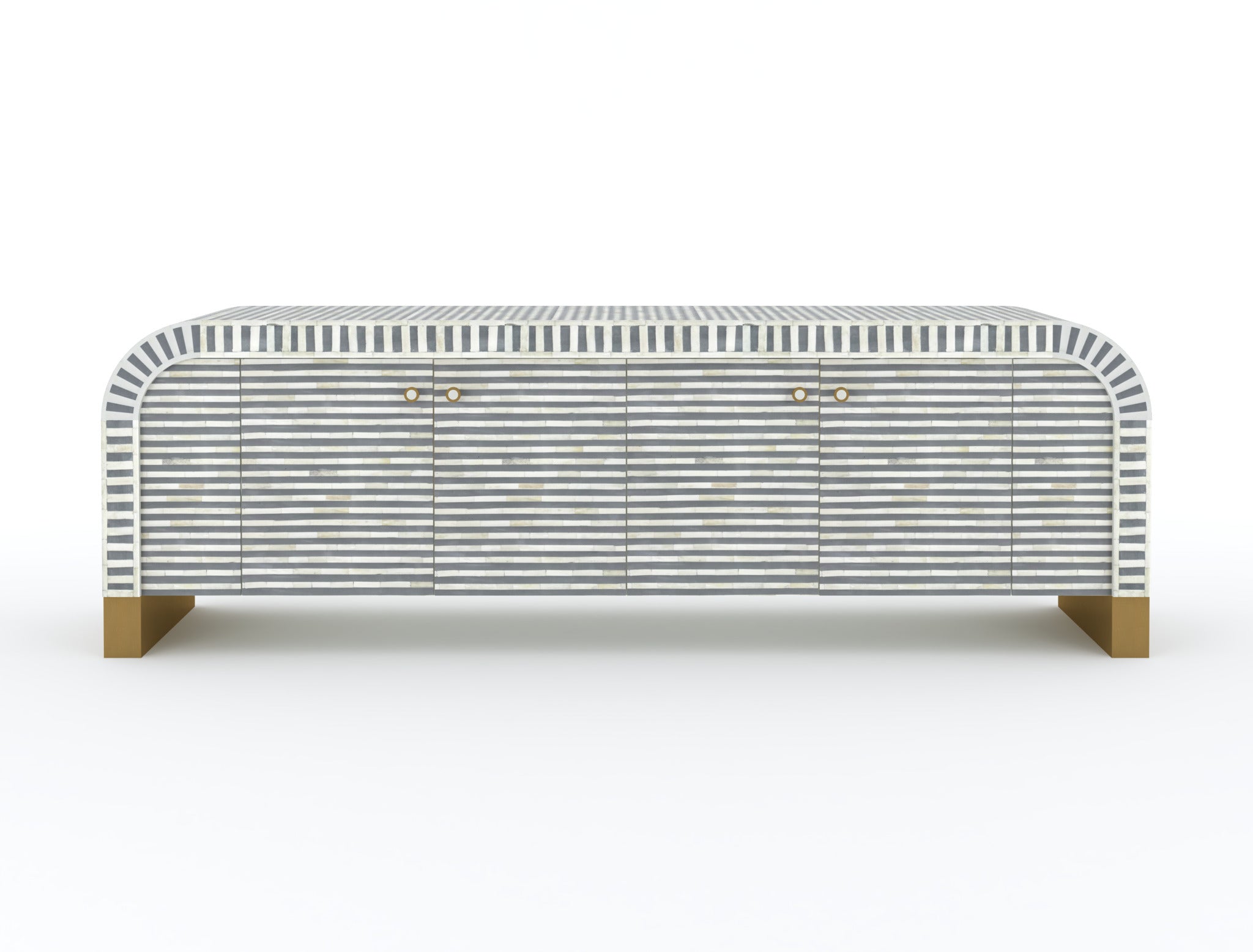 Lipari TV Unit Cabinet - Grey & White Bone Inlay - Tabeer Homes