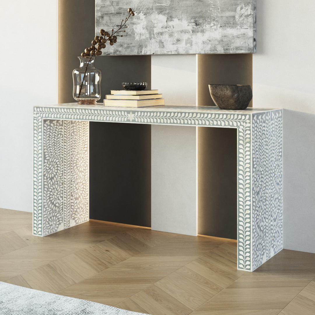 Jade Console Table - Grey Bone Inlay - Tabeer Homes