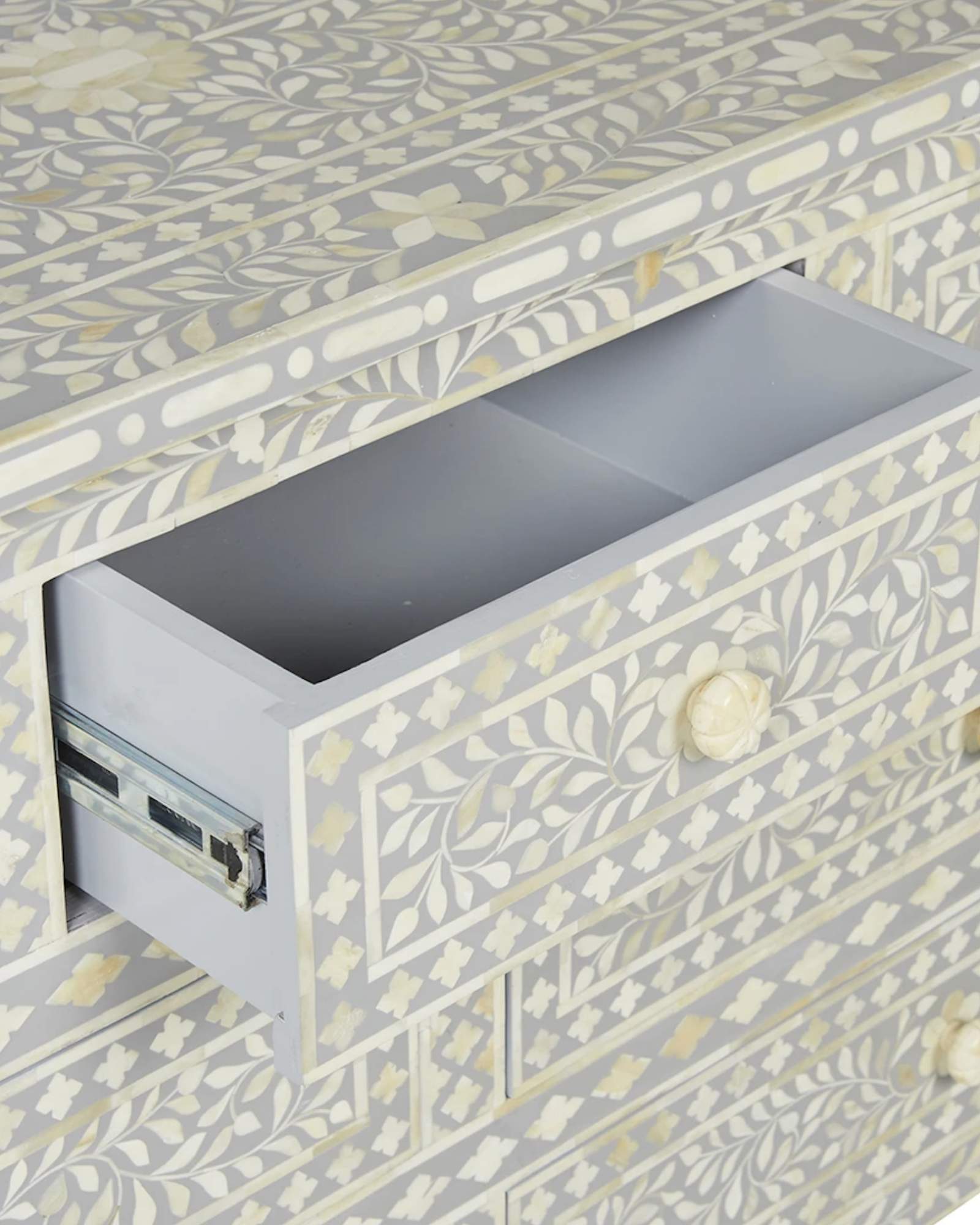 Coorg Big Chest of Drawers - Grey Bone Inlay - Tabeer Homes