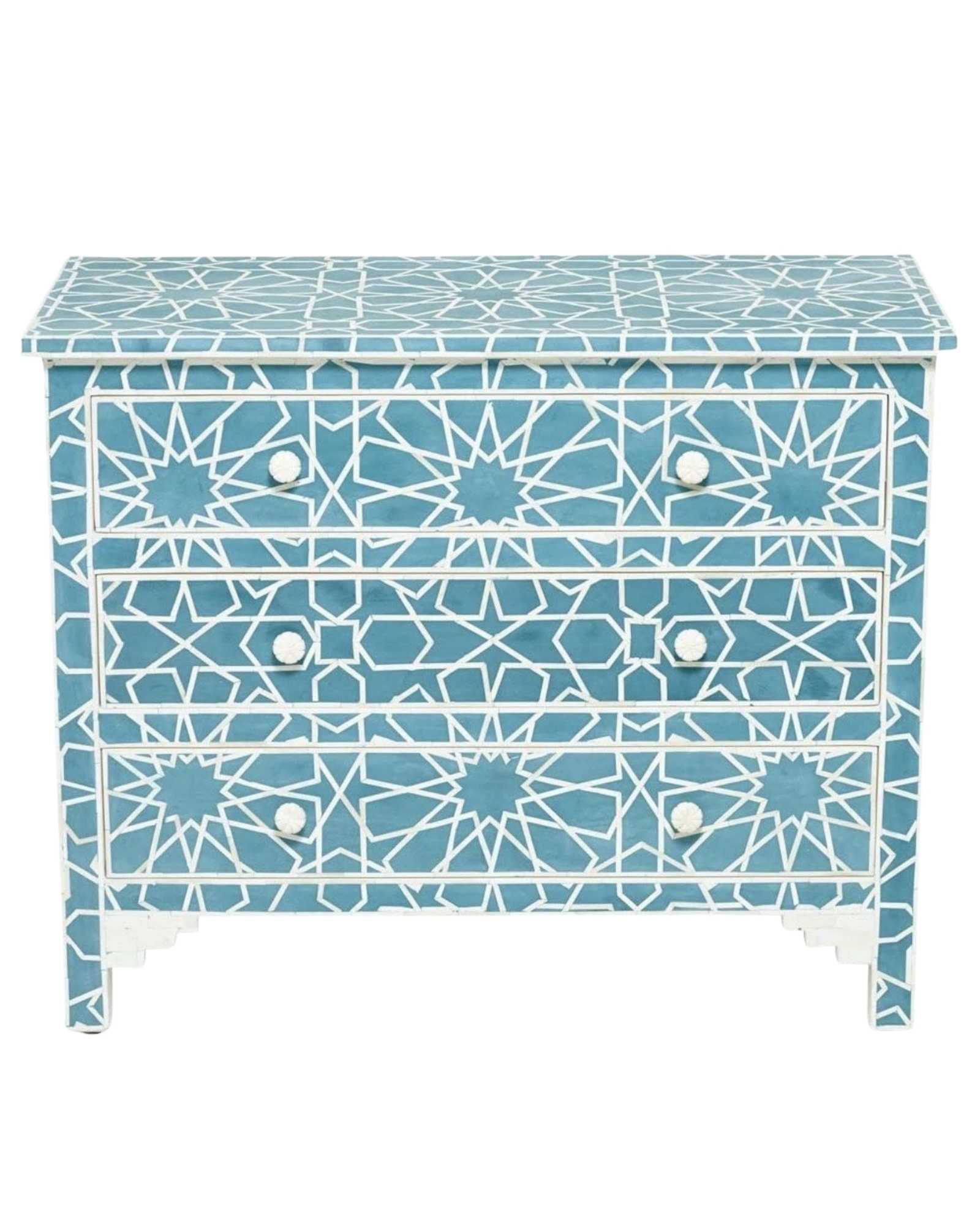 Cyrus Chest of Drawers - Blue Bone Inlay - Tabeer Homes