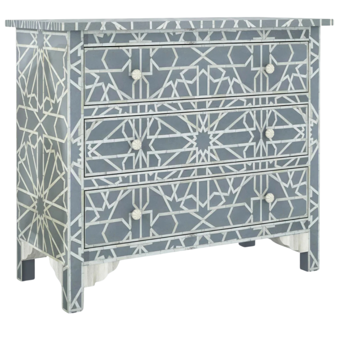 Cyrus Chest of Drawers - Grey Bone Inlay - Tabeer Homes