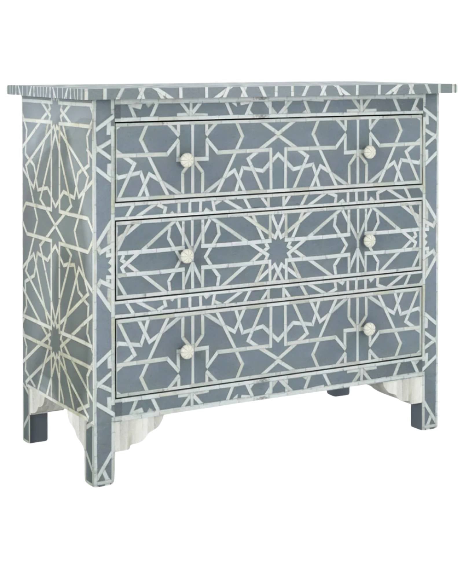 Cyrus Chest of Drawers - Grey Bone Inlay - Tabeer Homes