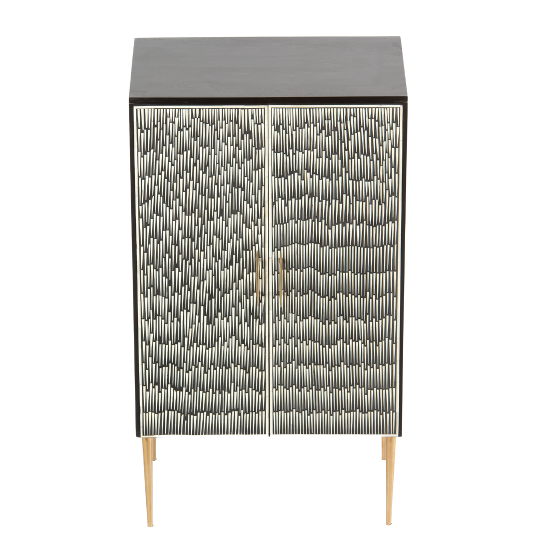 Elnaz Bar Cabinet - Black & White Bone Inlay by Tabeer Homes