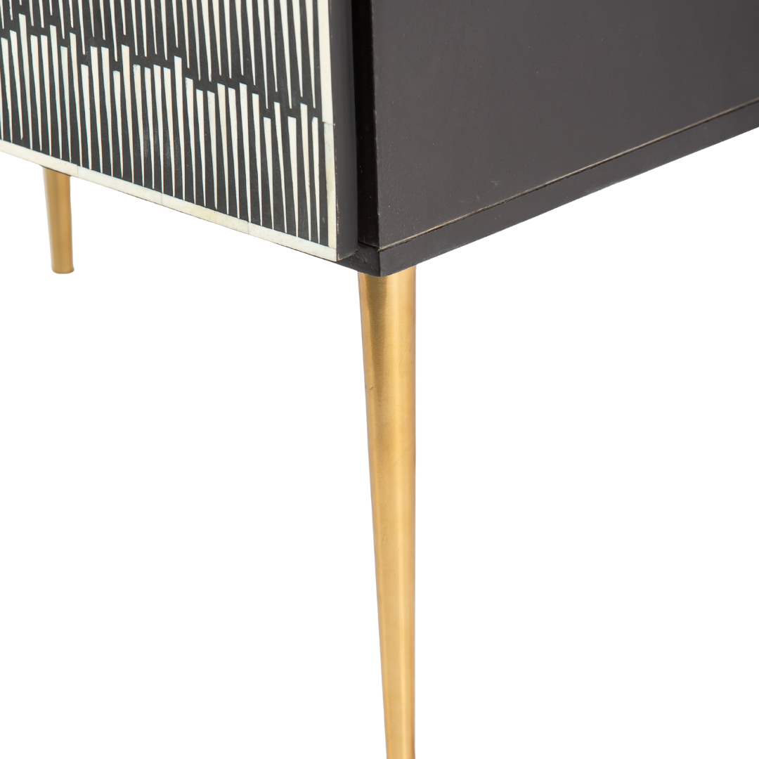 Elnaz Bar Cabinet - Black & White Bone Inlay by Tabeer Homes