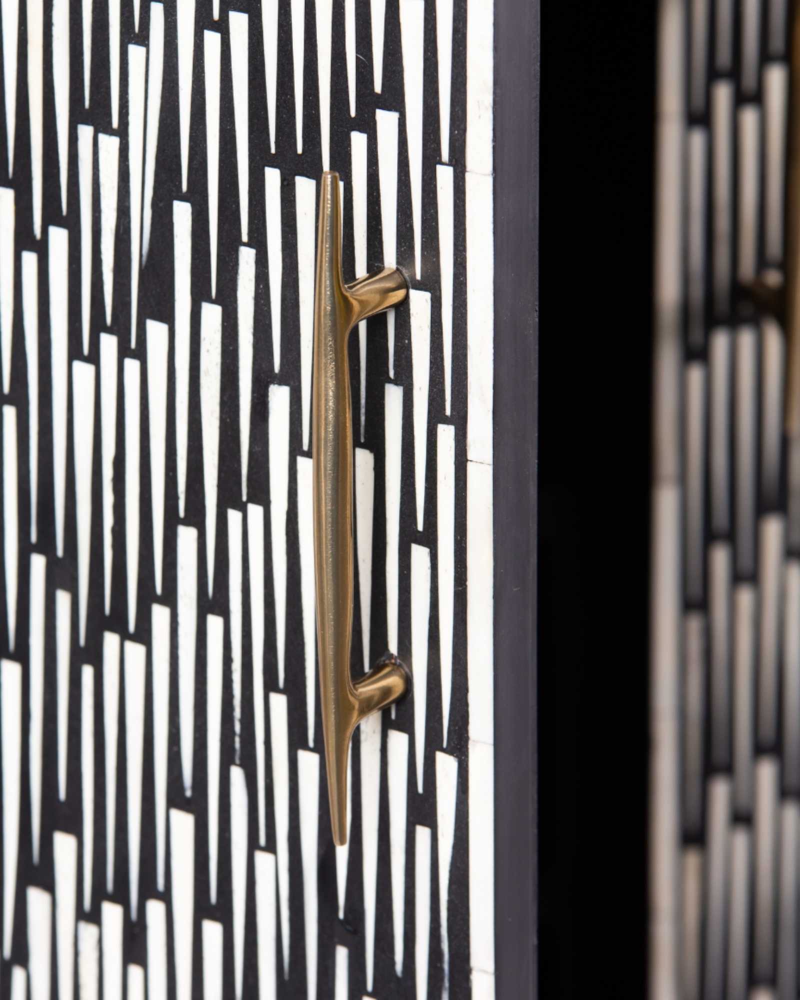 Elnaz Bar Cabinet - Black & White Bone Inlay by Tabeer Homes