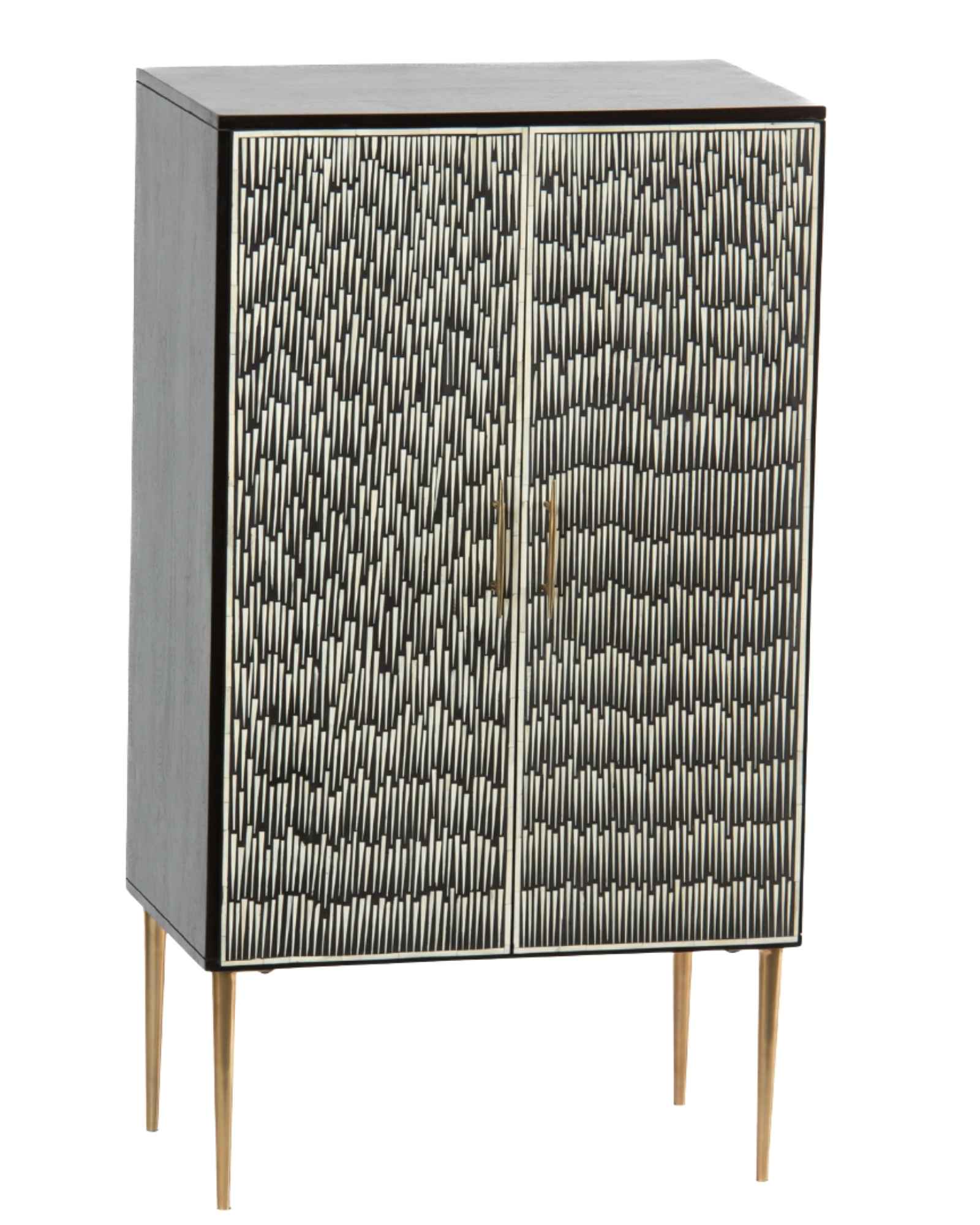 Elnaz Bar Cabinet - Black & White Bone Inlay by Tabeer Homes