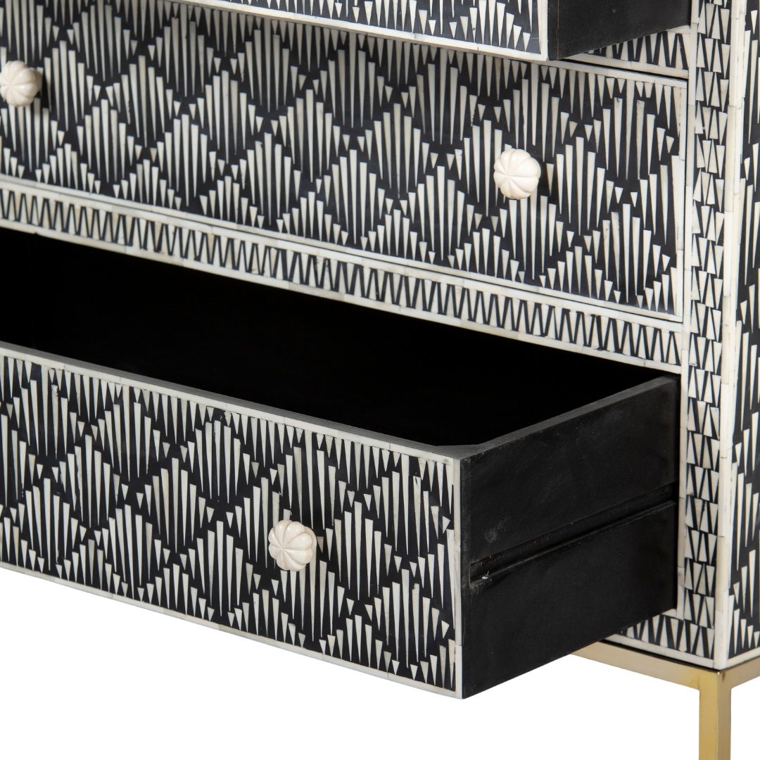 Elnaz Chest of Drawers - Black Bone Inlay - Tabeer Homes