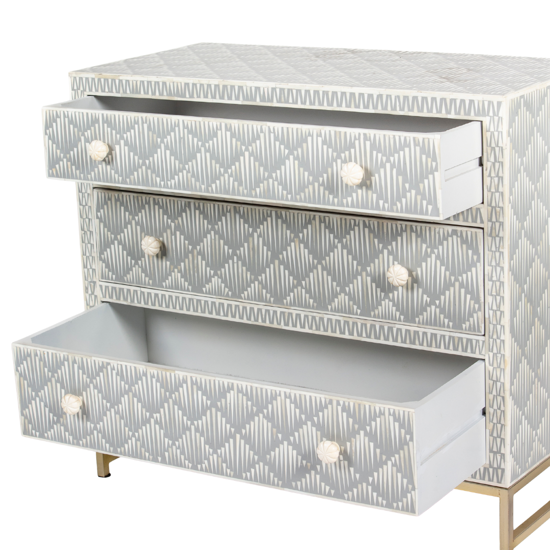Elnaz Chest of Drawers - Grey Bone Inlay - Tabeer Homes