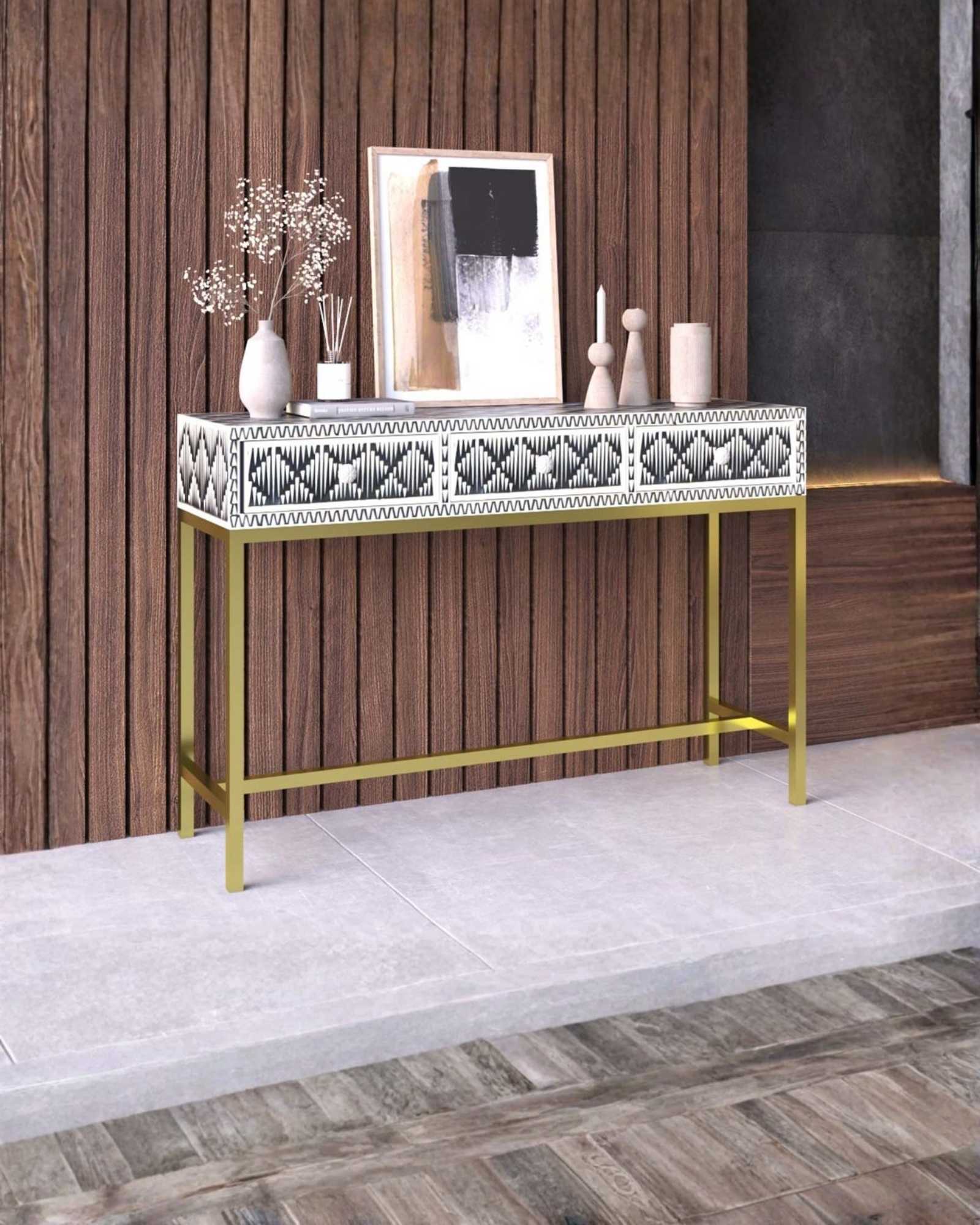 Elnaz Dresser Console - Black Bone Inlay