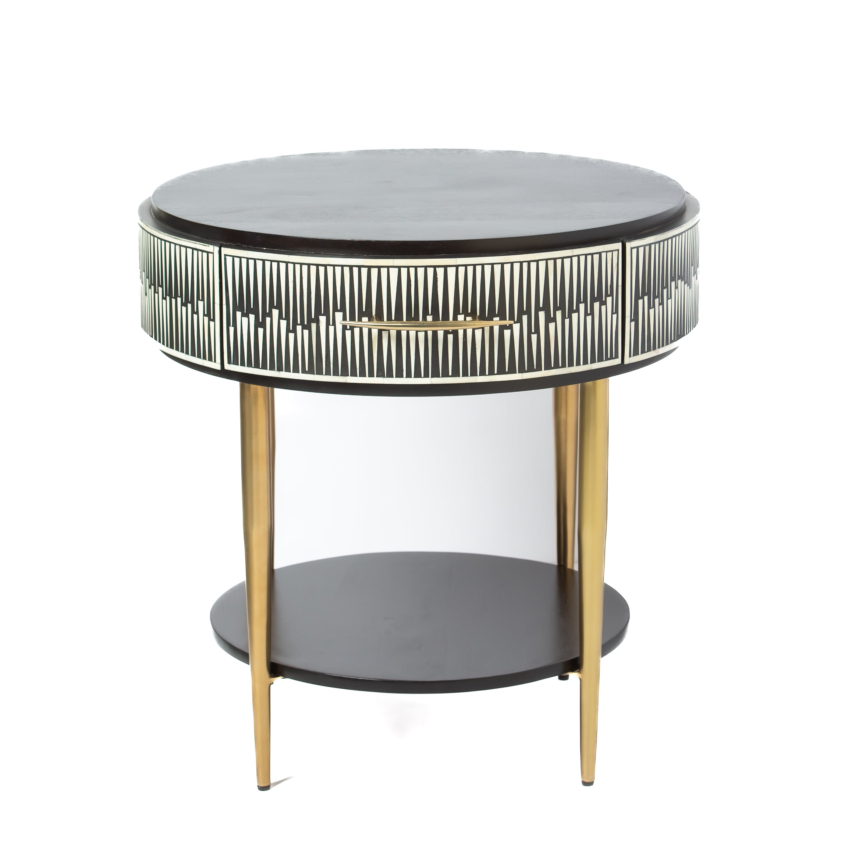 Elnaz Side Drawer - Black & White Bone Inlay 1